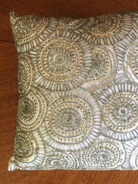 Silver Beaded Accent Pillow by Tahari